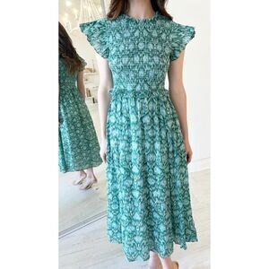 Olivia James Lila  Cotton Dress in Dreamscape Pine Size M / NWOT